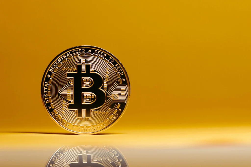 Bitcoin with yellow background